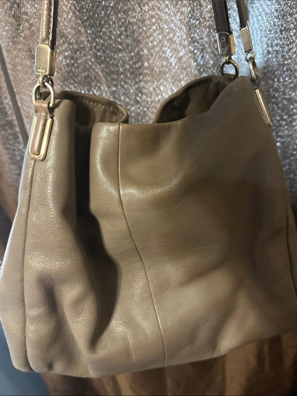 Coach Leather Shoulder Bag in Taupe